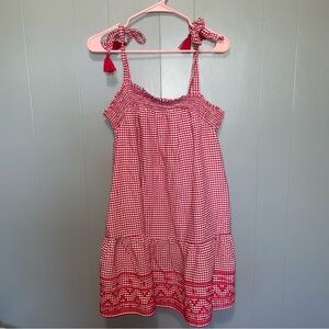 Old Navy Red White Gingham Sleeveless Tie Dress Medium